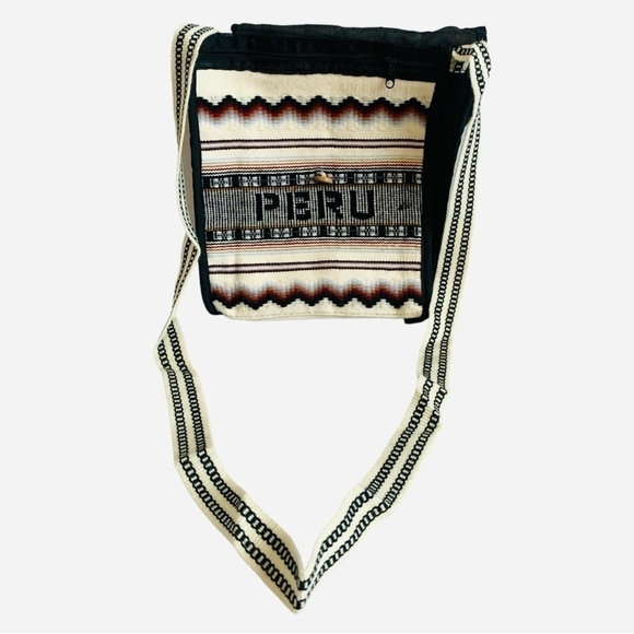 Unisex Crossbody PERU Andean Wool Handmade Button Closure Shoulder Bag Boho Bag - Picture 4 of 4